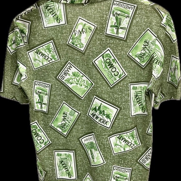 Authentic (Unique) Vintage Short-Sleeved, V-Necked, Print, Collared Top - Picture 2 of 6